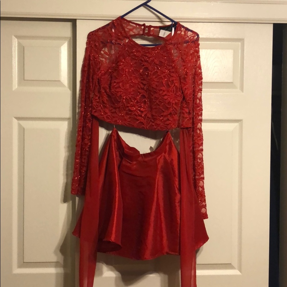 Two piece red homecoming dress